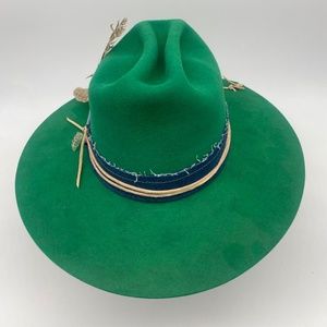 Cowboy Corner Vintage up-cycled Green Handmade Designer unique Hat